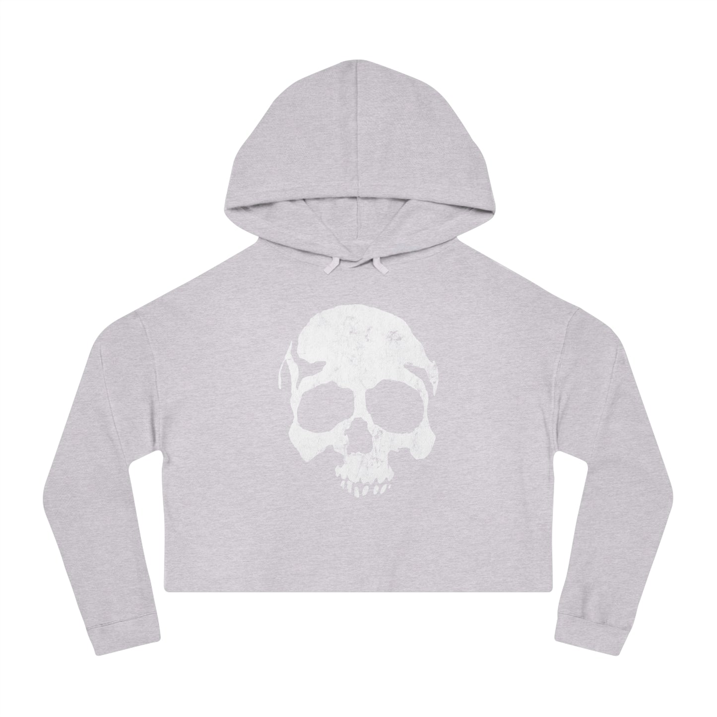 Distressed Skull Cropped Hoodie