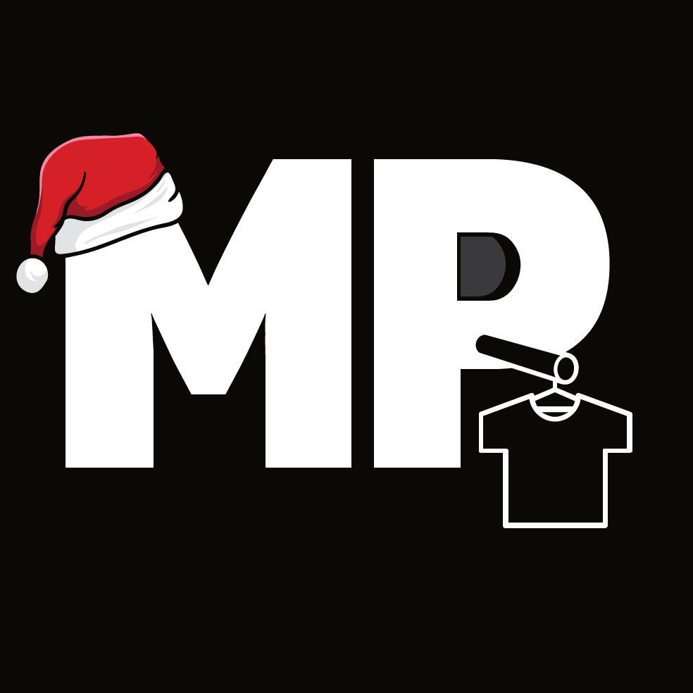 Letters M and P with a t-shirt hanging off a bird perch 