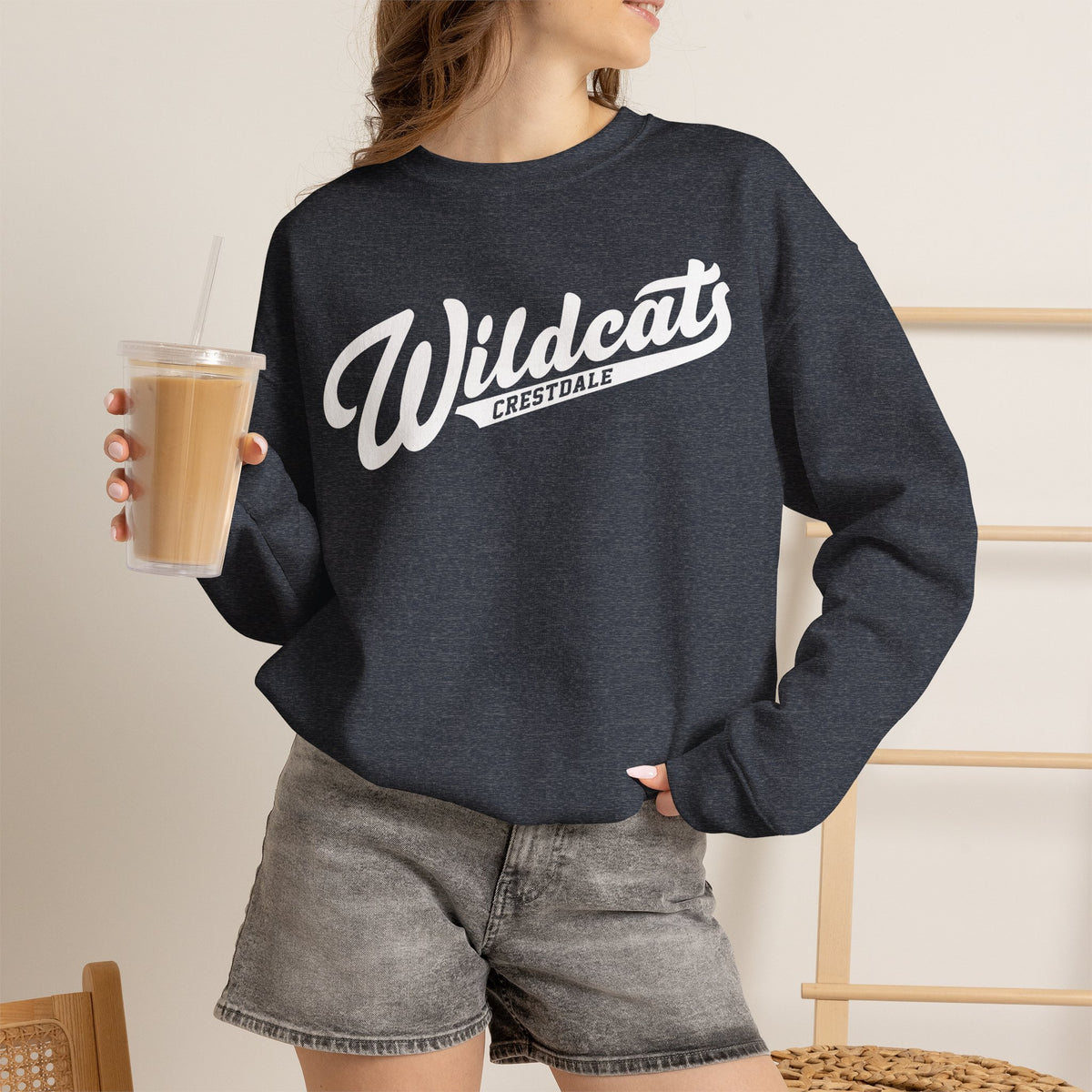 Crestdale Wildcats Vintage Script Crewneck Sweatshirt