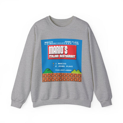 Mario's Italian Restaurant - 8 Bit Menu - Crewneck Sweatshirt