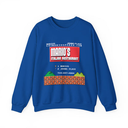 Mario's Italian Restaurant - 8 Bit Menu - Crewneck Sweatshirt