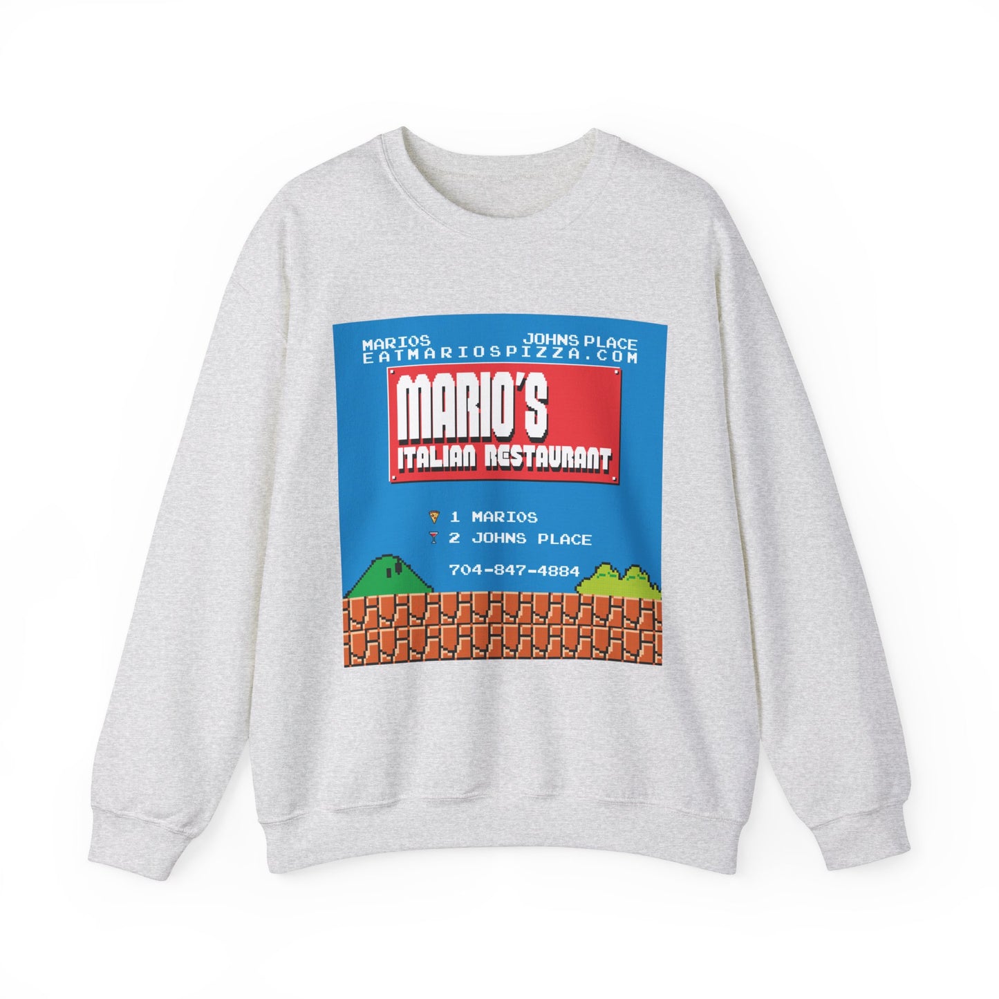 Mario's Italian Restaurant - 8 Bit Menu - Crewneck Sweatshirt