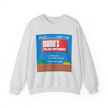 Mario's Italian Restaurant - 8 Bit Menu - Crewneck Sweatshirt