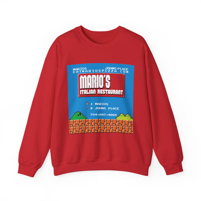 Mario's Italian Restaurant - 8 Bit Menu - Crewneck Sweatshirt