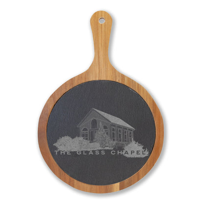 The Glass Chapel Charcuterie Boards with Slate Inset & Cheese Knives