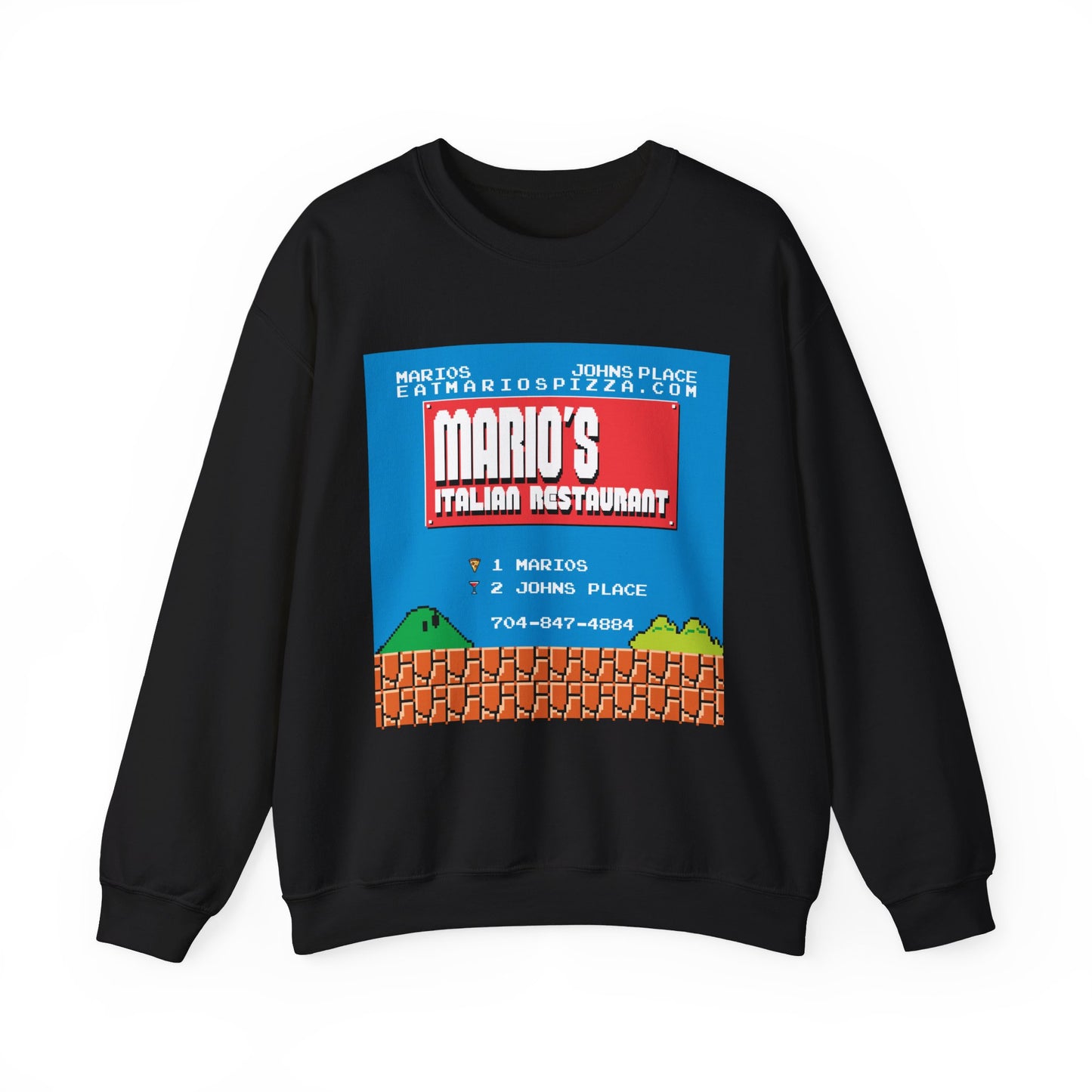 Mario's Italian Restaurant - 8 Bit Menu - Crewneck Sweatshirt