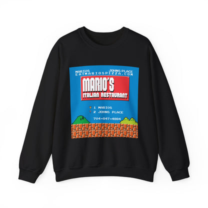 Mario's Italian Restaurant - 8 Bit Menu - Crewneck Sweatshirt