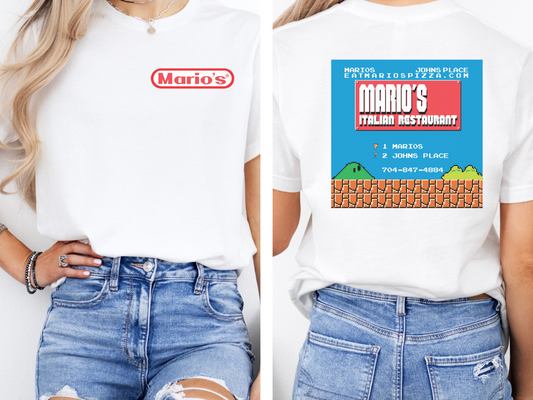 Mario's - 8 Bit Bros Menu Staff Shirt