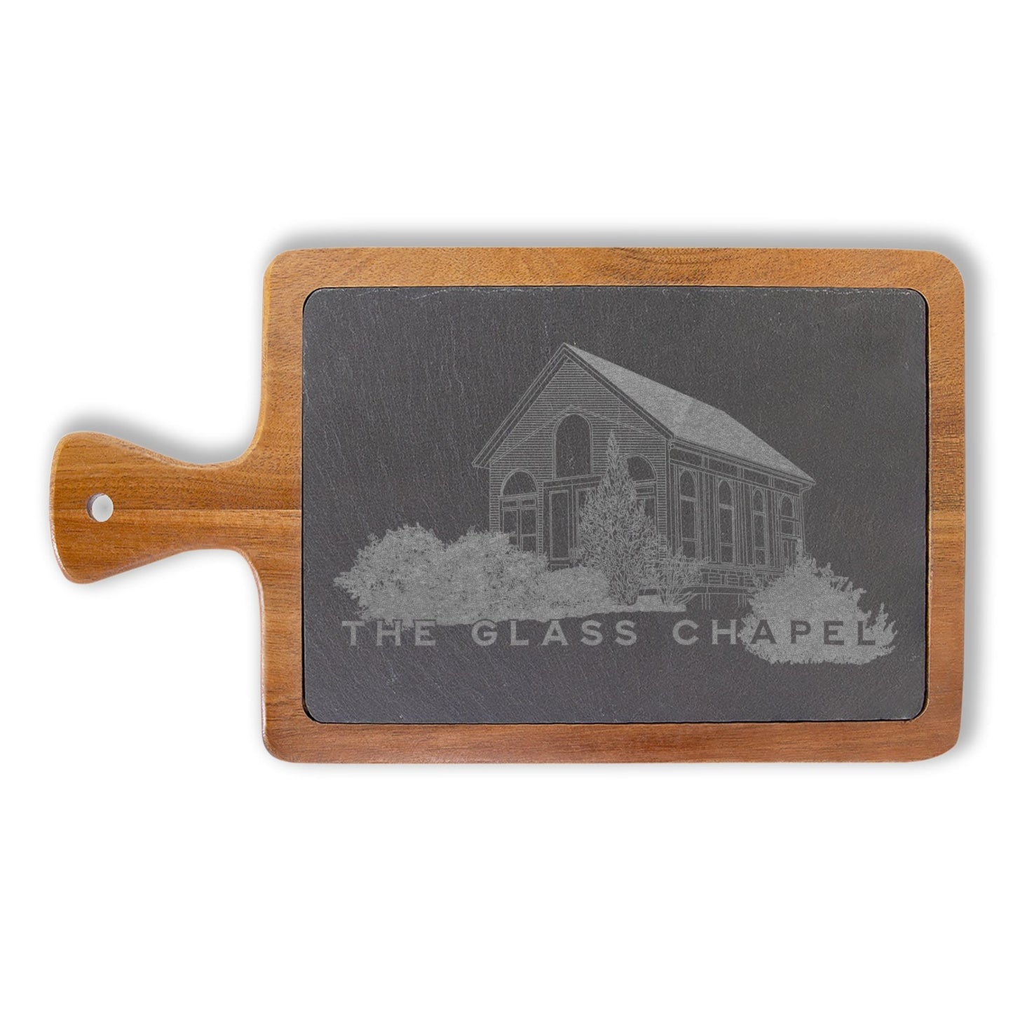 The Glass Chapel Charcuterie Boards with Slate Inset & Cheese Knives