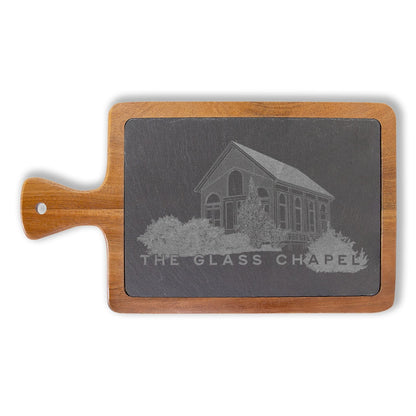 The Glass Chapel Charcuterie Boards with Slate Inset & Cheese Knives