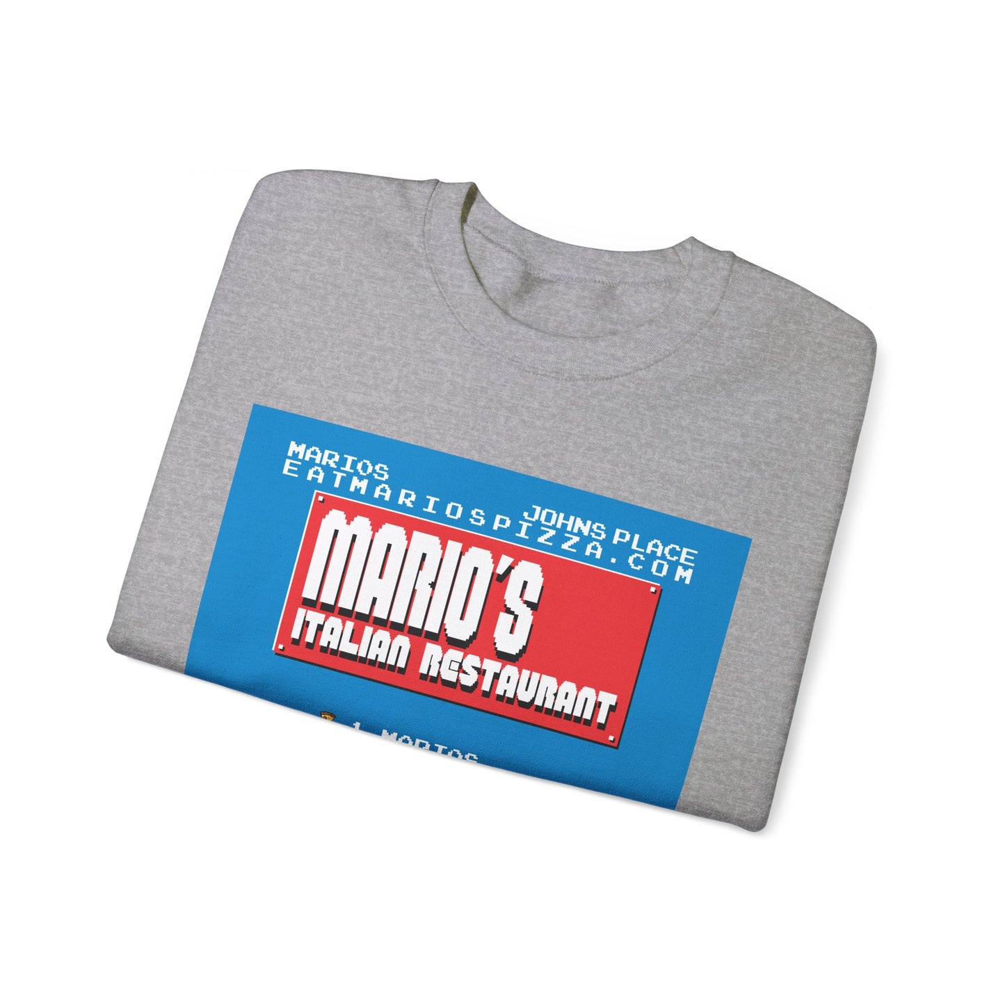 Mario's Italian Restaurant - 8 Bit Menu - Crewneck Sweatshirt